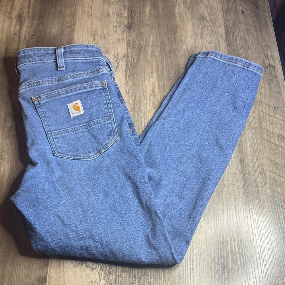 Carhartt Western Light Blue Slim Fit Denim Jeans with Pocket Logo